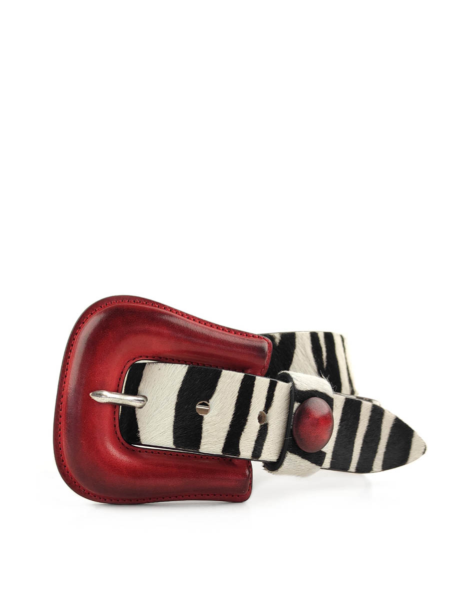 Cintura donna ZOE colore zebra red arrotolata